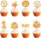 48 Pcs Pumpkin One Cupcake Toppers Pumpkin Baby shower Decorations 1st Birthday Cake 3"W x 0.2"H